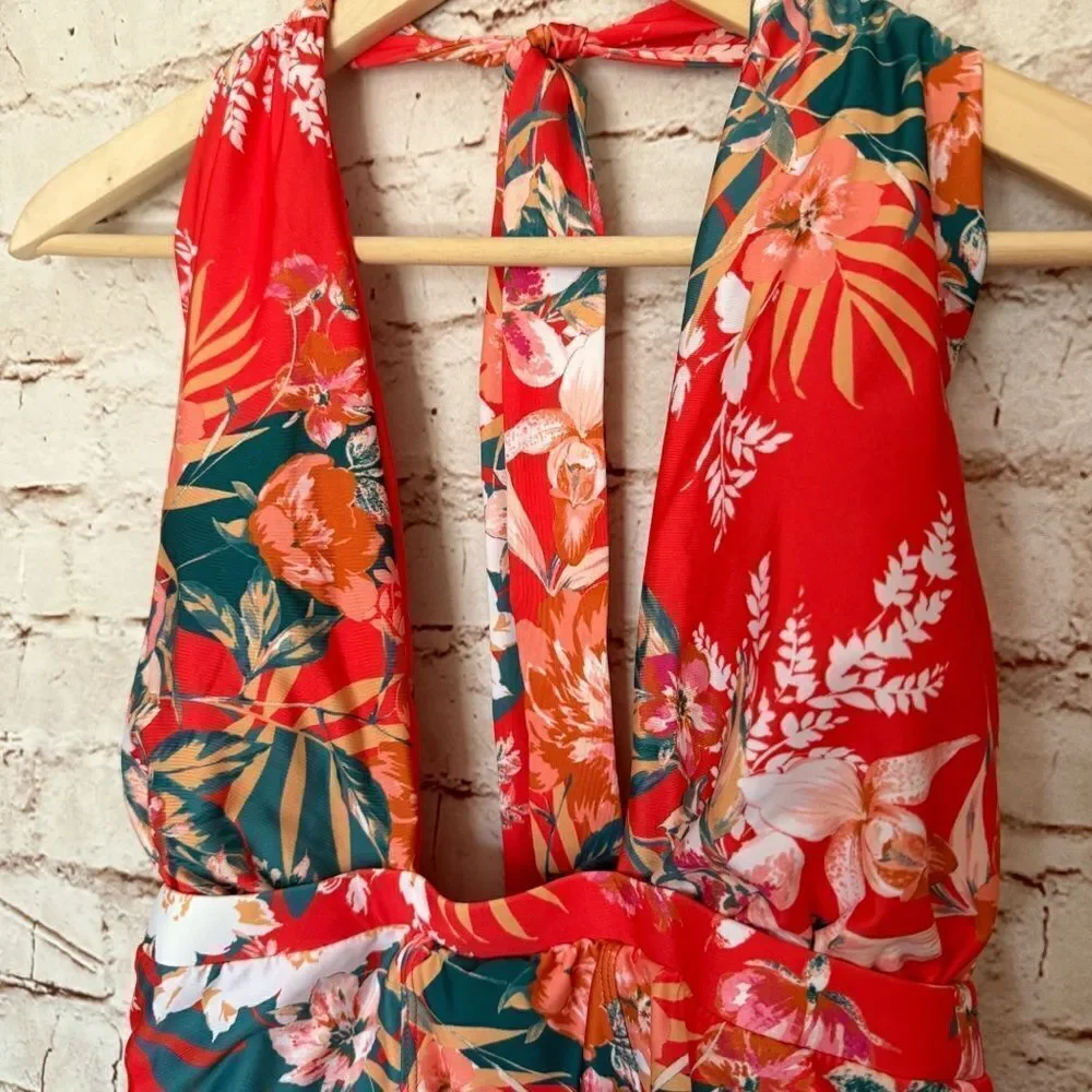 ModCloth floral plunge swimsuit